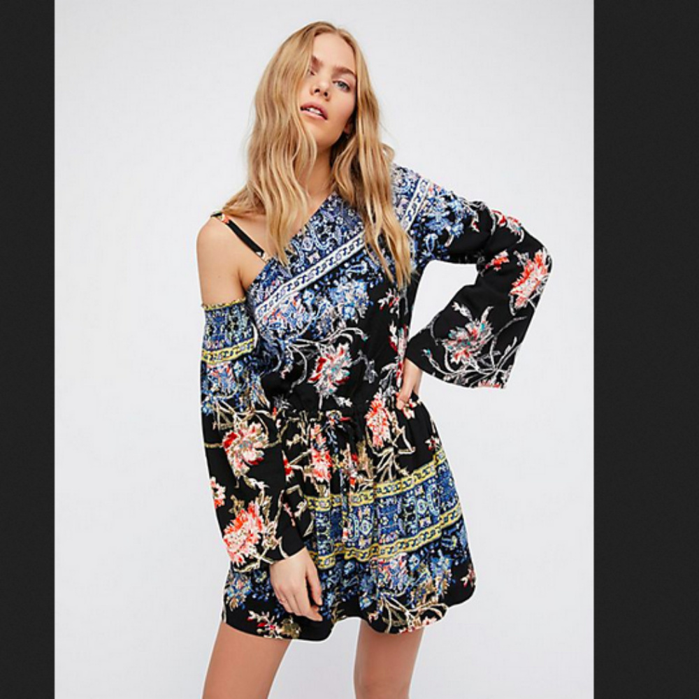 Free People one shoulder tunic/mini dress floral